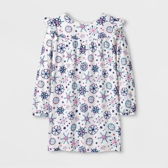 HOLIDAY CAT & JACK CREAM WITH BLUE SNOWFLAKES LONG SLEEVE NIGHTGOWN SIZE M 7/8 - Picture 9 of 10